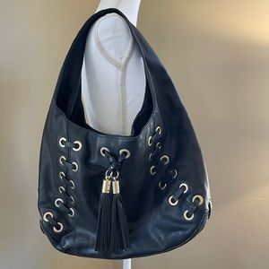 Michael Kors Black Leather Bag with Gold Hardware
